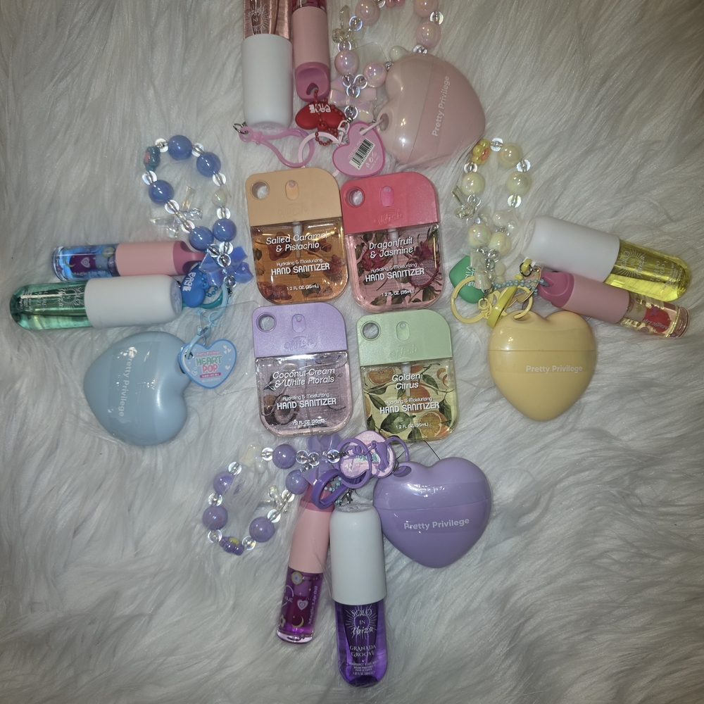 Pretty Privilege Heart-Shaped Keychains with Lip Gloss